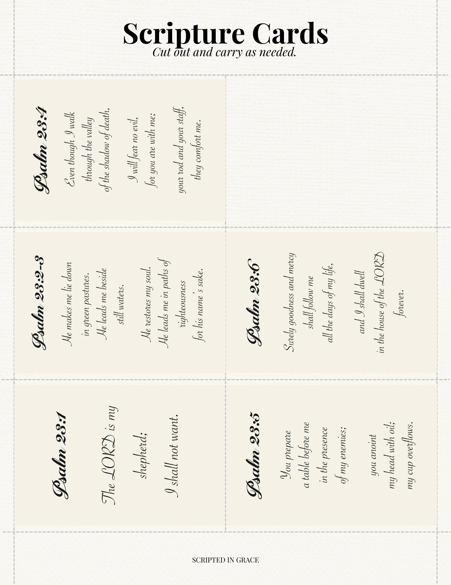 Set of Scripture cards with biblical verses on a white background