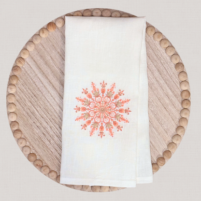 Everyday Home Linen Hand Towel | Embroidered Geometric Floral Design