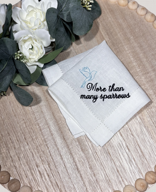 More Than Many Sparrows Handkerchief | Scripture Keepsake Gift