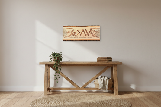 “God Is Greater Than the Highs and Lows” Woodburned Sign