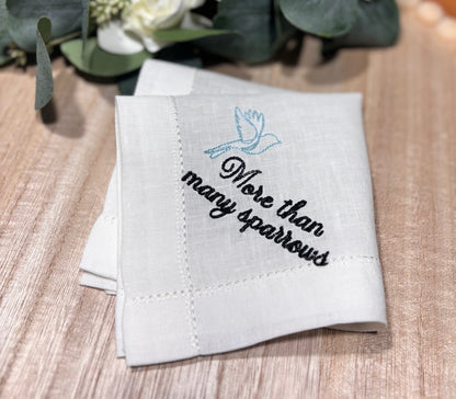 More Than Many Sparrows Handkerchief | Scripture Keepsake Gift