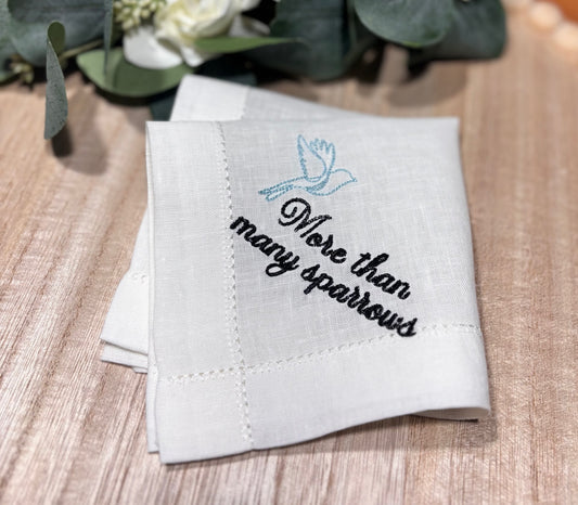More Than Many Sparrows Handkerchief | Scripture Keepsake Gift