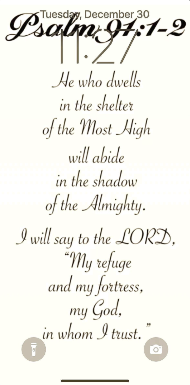 Bible verse from Psalm 91:1-2 displayed on a white background